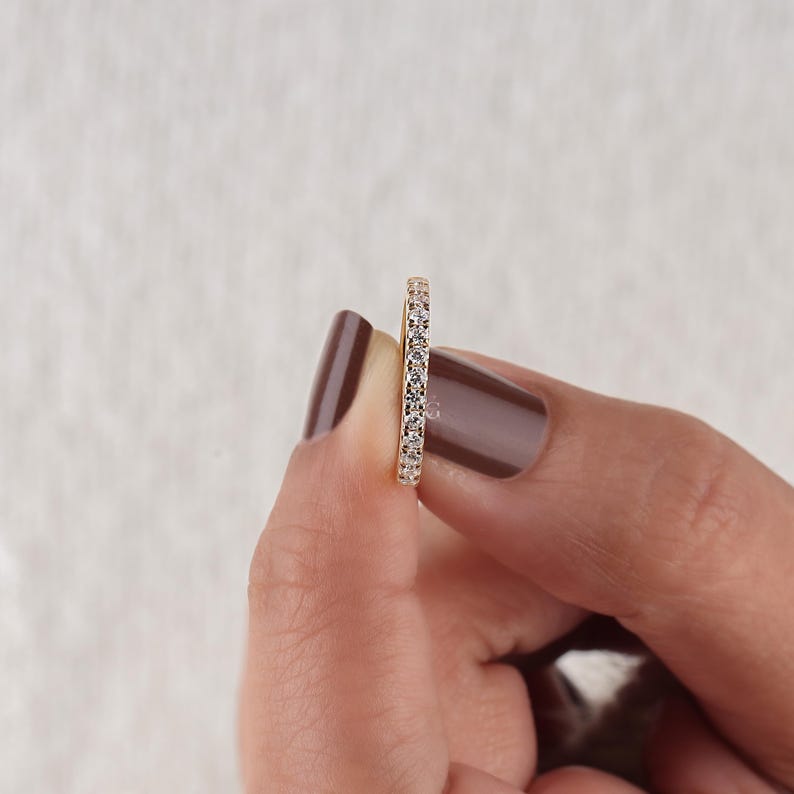 Lab Grown Diamond Half Eternity Wedding Band: 14k Gold Stacking Ring - Etsy