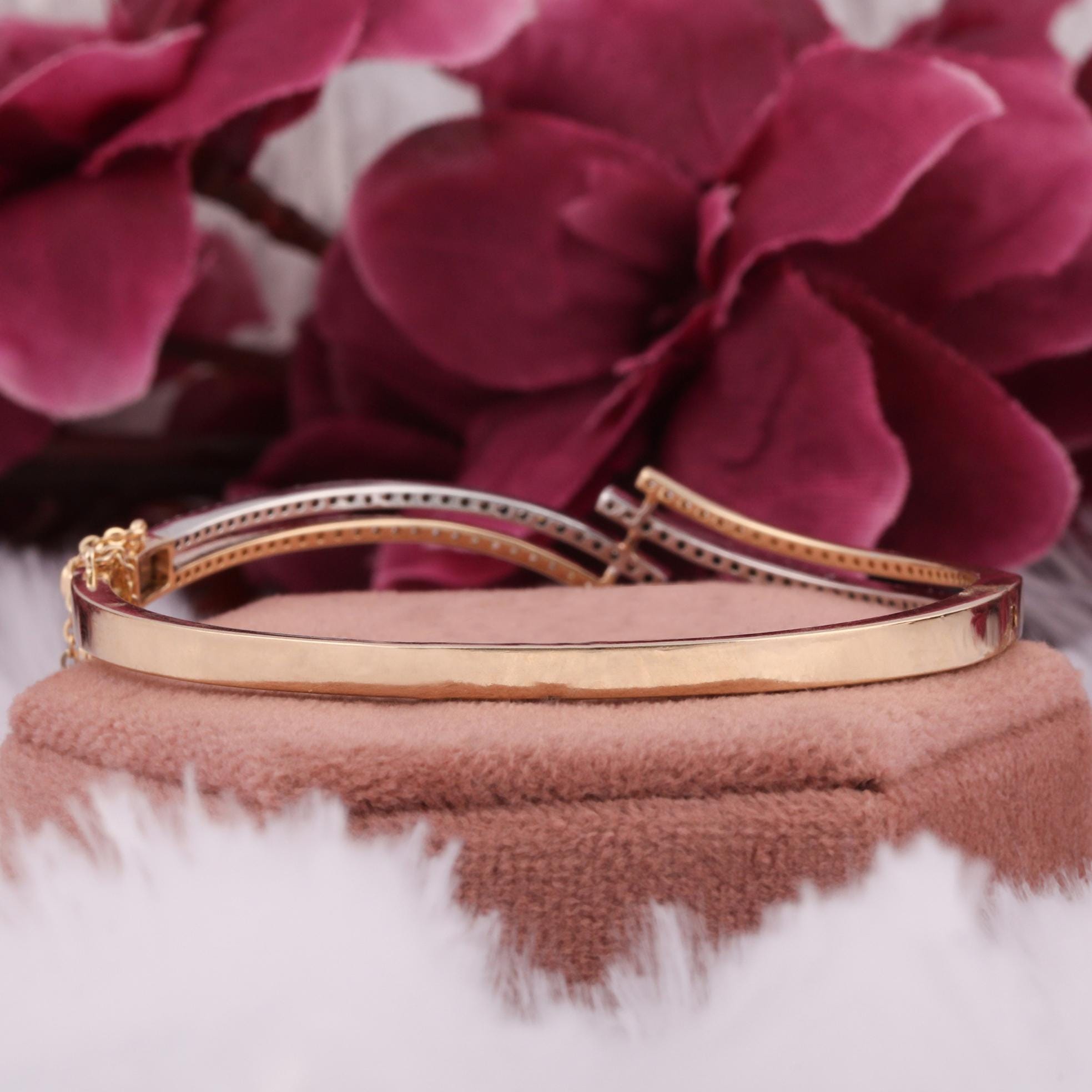 3.00 TCW Lab Grown Diamond Bangle: 14K Gold Half Tennis Bracelet