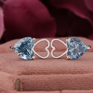 Herzform Diamant Ohrstecker Ohrringe, CVD Diamant Ohrringe für die Liebe, 3.50 TCW Herz Diamant Solitär Ohrstecker, Geschenk zum Jahrestag für Sie