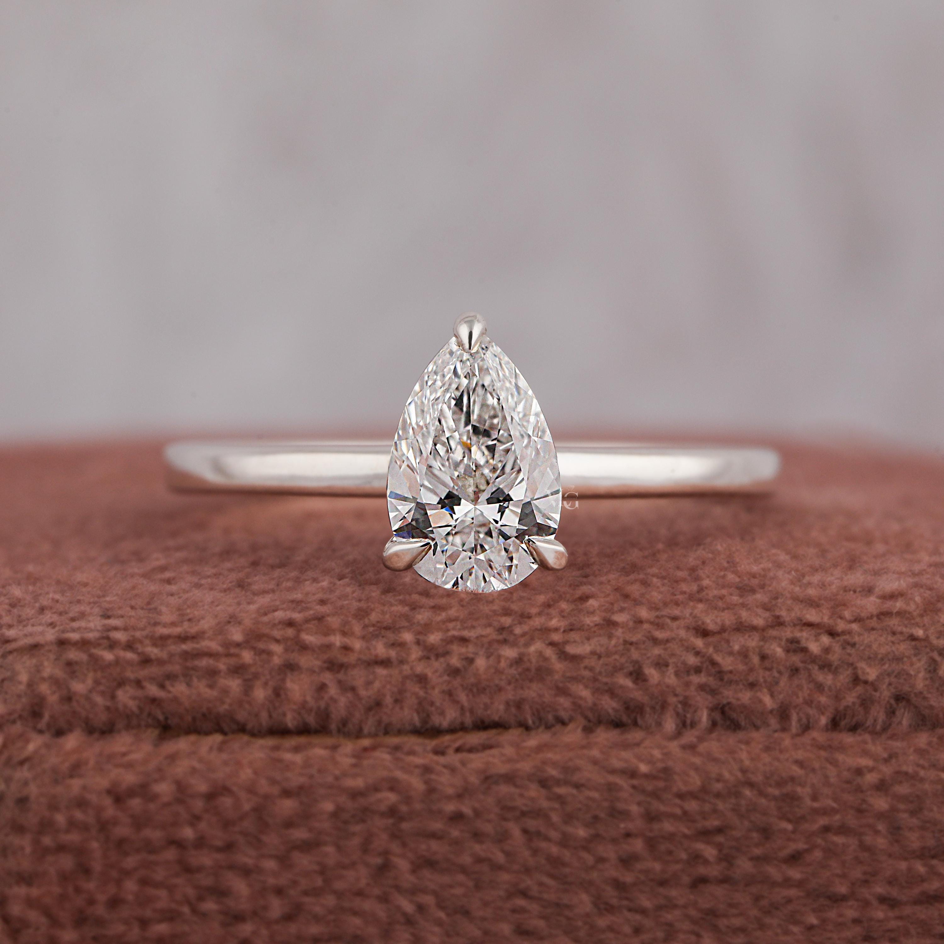 Pear Cut Lab-Grown Diamond Engagement Ring (1-5 CT) – Solitaire 