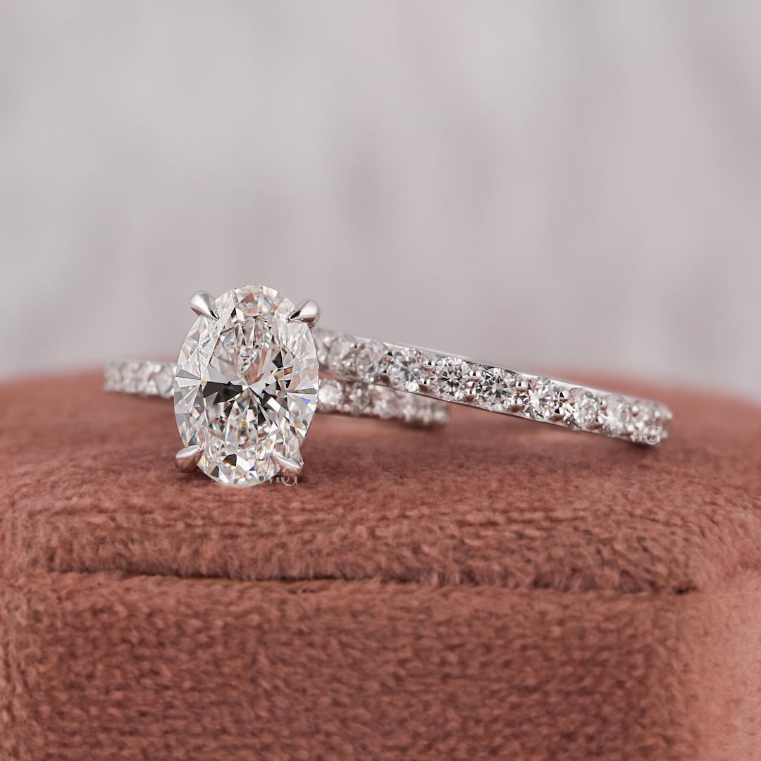 IGI Certified 2.50 Carat Oval Lab Diamond Hidden Halo Pave Engagement ...