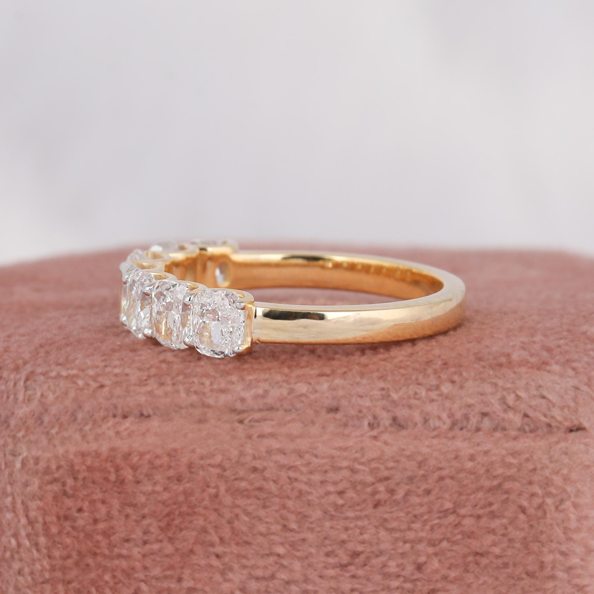 Cushion Cut Lab Grown Diamond Half Eternity Band - 14K Yellow Gold - Etsy