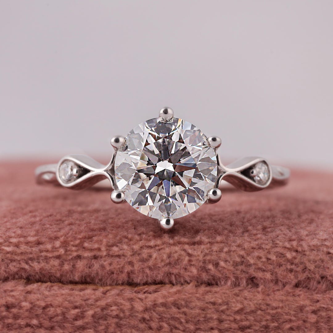 Mini Three Stone Lab Grown Diamond Wedding, Round Cut Lab Grown Diamond ...