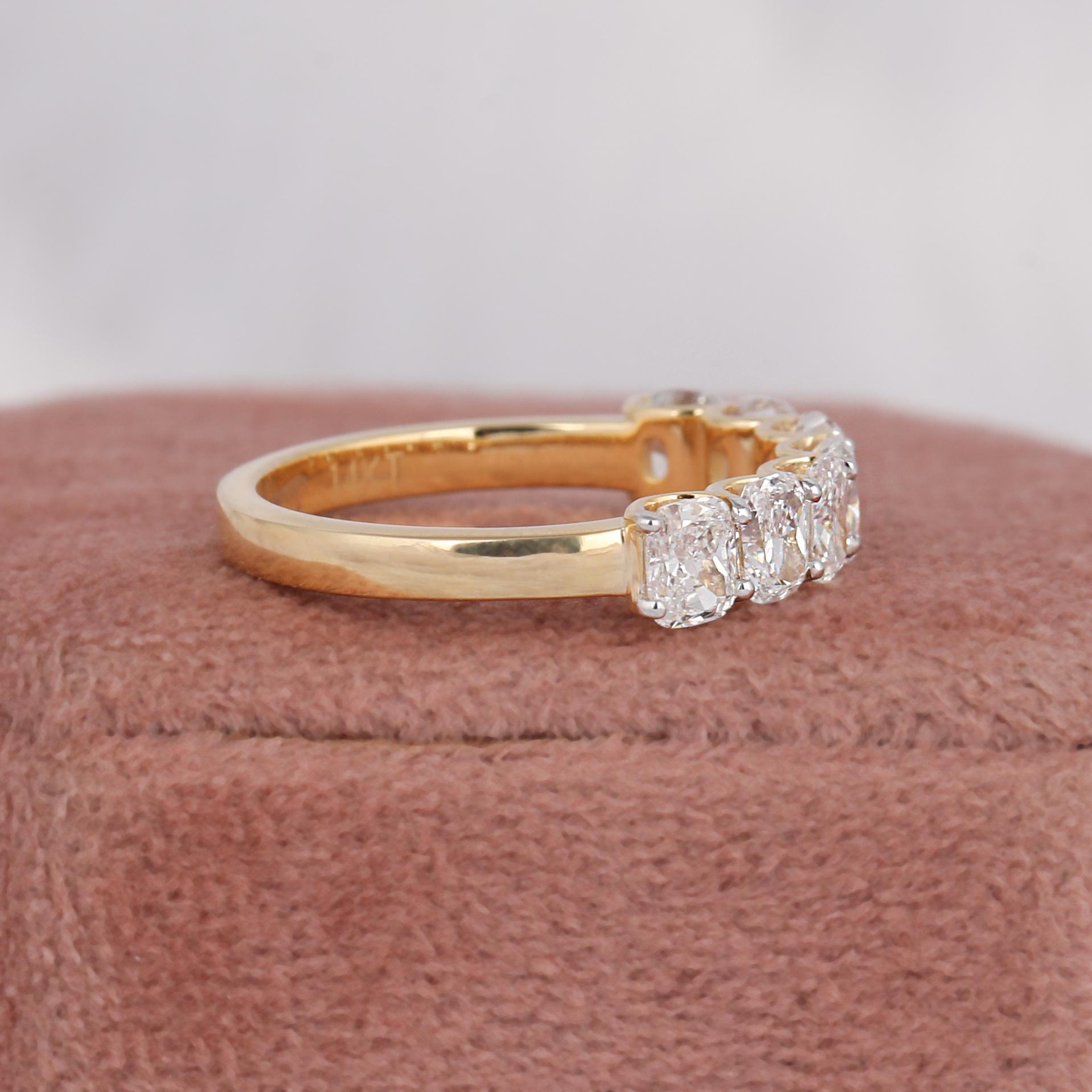 Cushion Cut Lab Grown Diamond Half Eternity Band - 14K Yellow Gold - Etsy