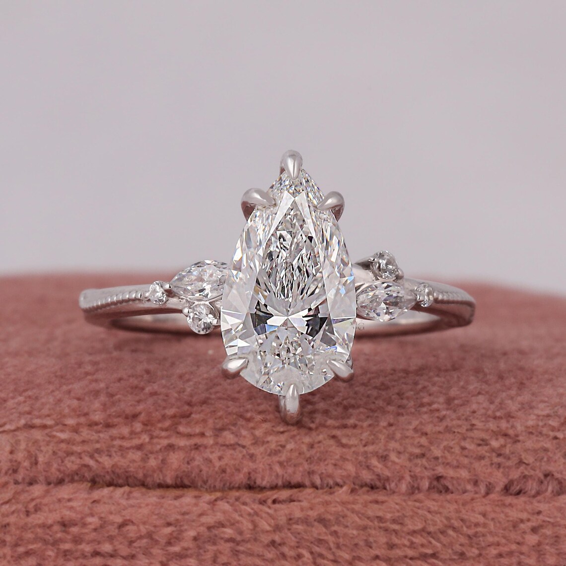 2 CT Pear Cut Engagement Ring, Lab Grown Diamond Ring, IGI Certified ...