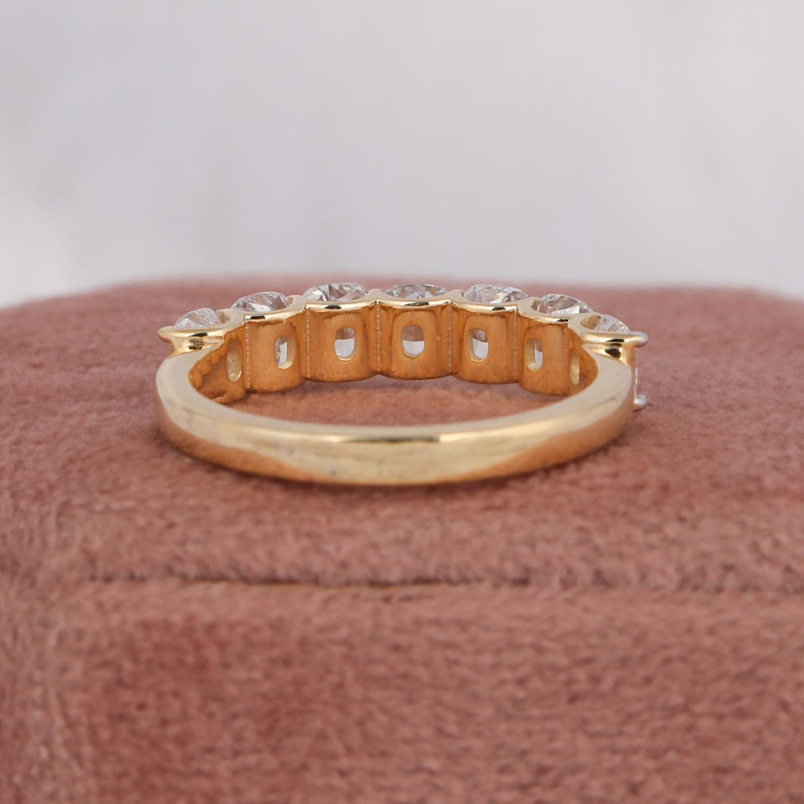 Cushion Cut Lab Grown Diamond Half Eternity Band - 14K Yellow Gold - Etsy