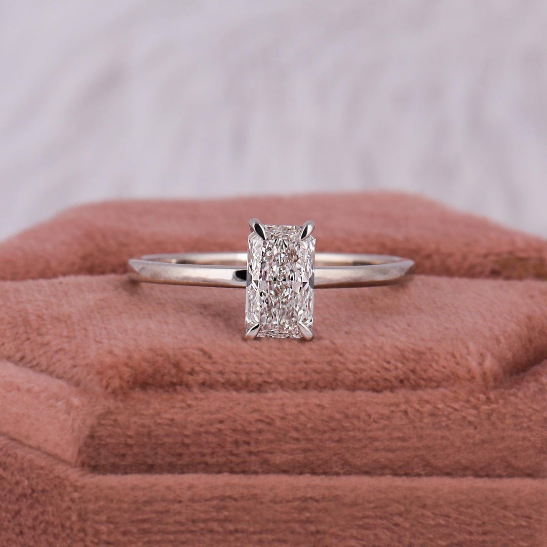 Radiant Cut Lab Grown Diamond Solitaire Engagement Ring, 14k Gold, IGI ...