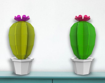 Printable DIY PaperCraft Cactus succulent 3D DIY Paper Model Minimalist Low Poly Collectable Paper Sculpture Nature Craft Kit PaperMint