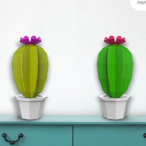 Printable DIY PaperCraft Cactus succulent 3D DIY Paper Model Minimalist Low Poly Collectable Paper Sculpture Nature Craft Kit PaperMint