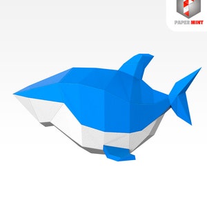 DIY PaperCraft Printable Large Shark 3D Paper Model DIY Low Poly Art Collectable Sculpture Paper Craft Kit Paper Animals PaperMint