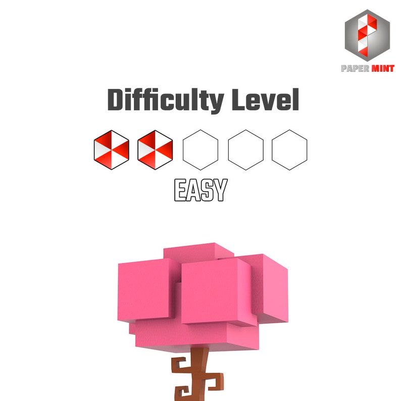Cubic Tree Model Printable DIY Papercraft Cubic Tree 3D DIY Paper Model Minimalist Low ...