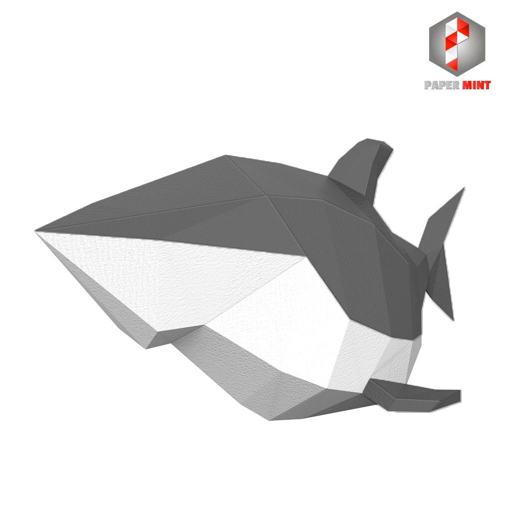 Diy Papercraft Printable Large Shark 3d Paper Model Diy Low Etsy