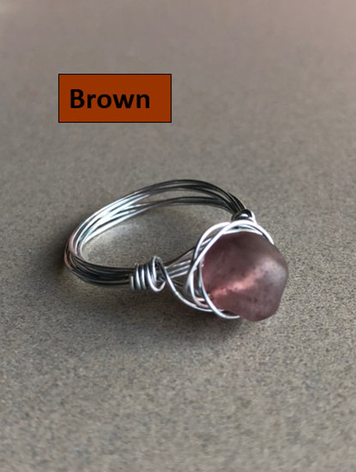 Assorted Round Glass Bead Rings Sterling Silver Or Yellow Etsy