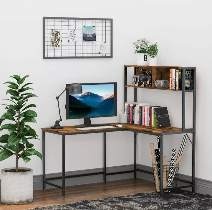 Industrialstyle L Shaped Desk With Storage. Perfect for Home Etsy UK