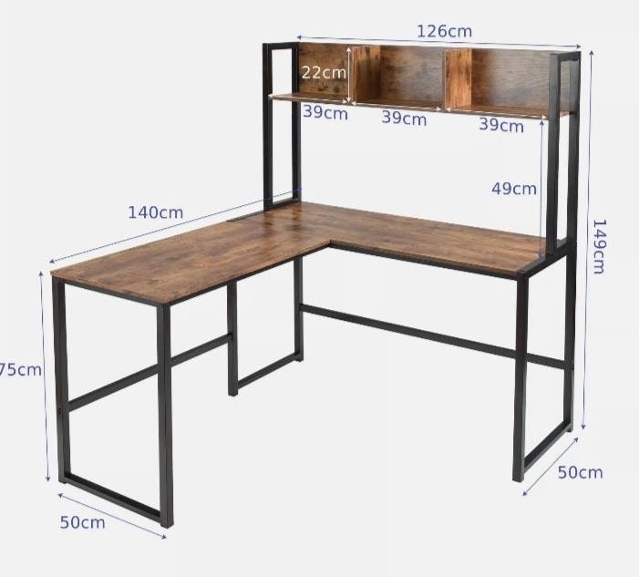 Industrialstyle L Shaped Desk With Storage and Shelving Etsy UK