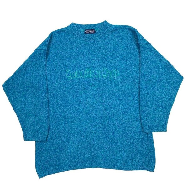 vintage The Sweater Shop M Sweat-shirt tricoté bleu / vert