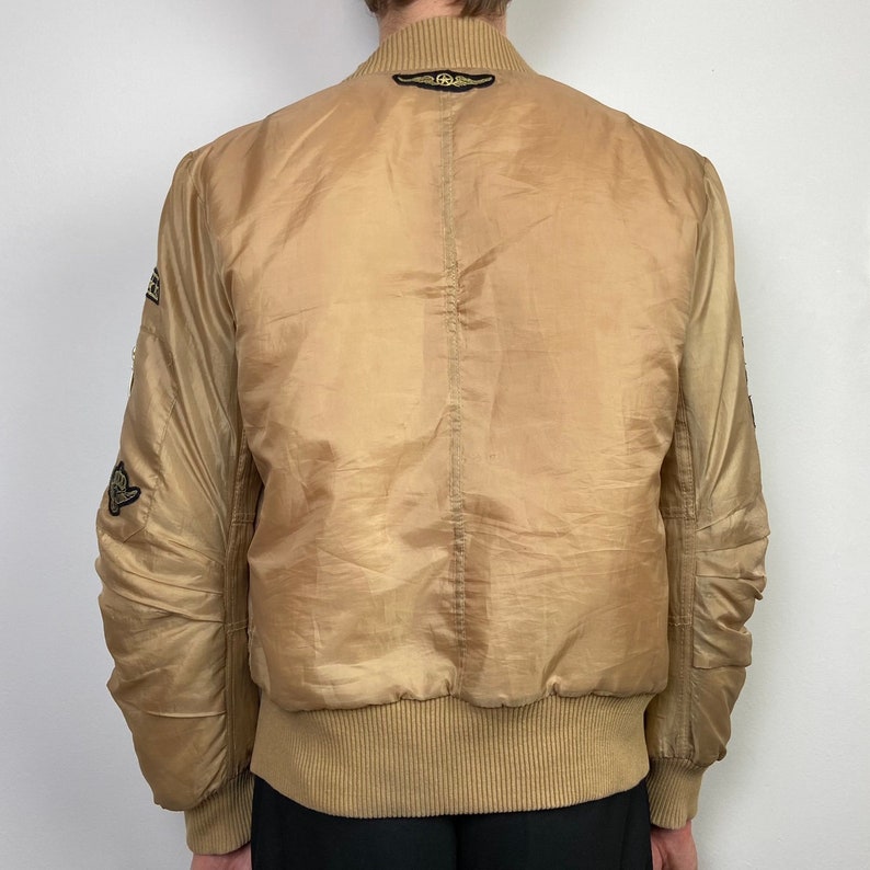 Beige USA Army Bomber Military Jacket With Patches and orange Etsy 日本