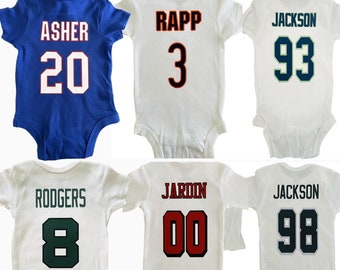 Customized Football Infant Outfit, Newborn FB Football Baby Shirt, Kids Game Jerseys, Team Replica Football Jersey Infant Toddlers Fan Gear