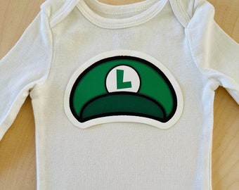 Super Mario Baby Child Shirt, Luigi Bodysuit, Baby Super Mario Luigi 90s Theme, Mario World Kids Tshirt, Video Game Baby Infant Green Luigi