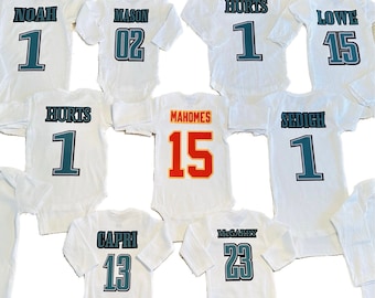 Custom Kids & Youth Football Sport Jersey Baby Bodysuit Personalized Front Back Name and Number Toddler Shirt Football Jerseys Sports Gift