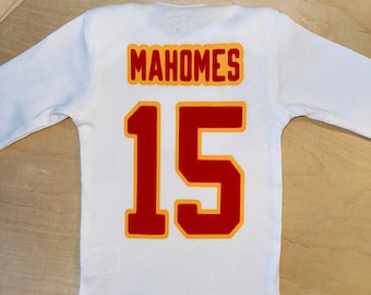 Custom Kansas Football Team Jersey One Piece, Football Jersey Toddler TShirt, Any Sports Team Custom Jersey, Baby, Kids Football Shirts