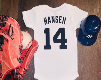 Custom Baby Baseball Jersey Bodysuit | Customizable Bodysuit | Baby Jersey | Baby Baseball Bodysuit Kids T-Shirts | Baseball Fan Team Logo