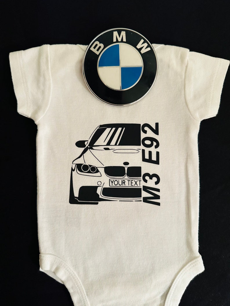 BMW Car Bodysuit, BMW M3 E92 Coupe Kids Tshirt, BMW 3 Series Infant Clothing Bmw Baby One Piece Car Enthusiast Bmw Fans Youth Tshirt Apparel image 1