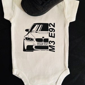 BMW Car Bodysuit, BMW M3 E92 Coupe Kids Tshirt, BMW 3 Series Infant Clothing Bmw Baby One Piece Car Enthusiast Bmw Fans Youth Tshirt Apparel image 3
