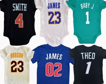 Custom Baby Basketball Jersey Shirt Any Team Personalized Basketball Teams Kids Tshirt Customized  Preferred Sports Team Toddler Infant Tee