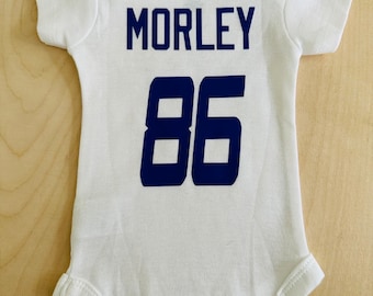 Personalized Football Baby Bodysuit - Custom Name & Number Outfit For Newborns 0-24 Months