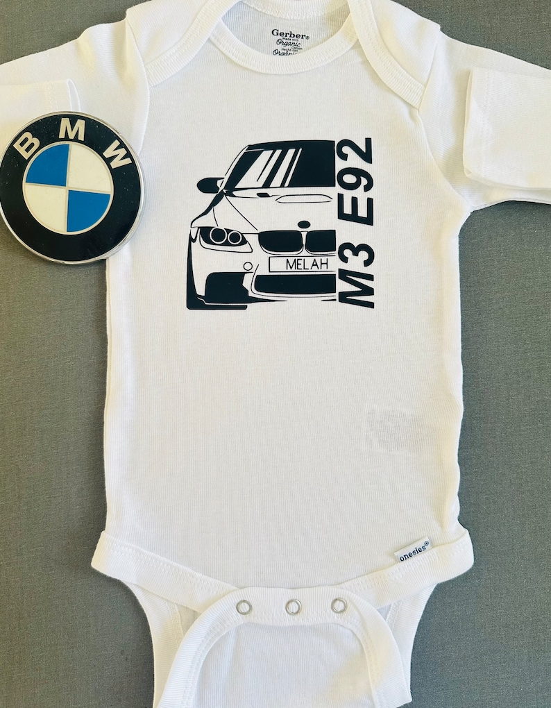 BMW Car Bodysuit, BMW M3 E92 Coupe Kids Tshirt, BMW 3 Series Infant Clothing Bmw Baby One Piece Car Enthusiast Bmw Fans Youth Tshirt Apparel image 4