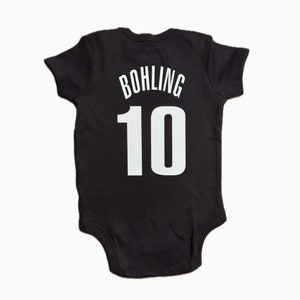 Custom Brooklyn New York Baby Basketball Black Jersey Personalized New York Brooklyn Kids Bodysuit Customized NY Bball Infant Toddler TShirt