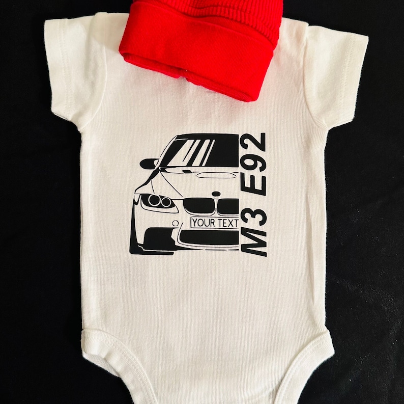 BMW Car Bodysuit, BMW M3 E92 Coupe Kids Tshirt, BMW 3 Series Infant Clothing Bmw Baby One Piece Car Enthusiast Bmw Fans Youth Tshirt Apparel image 2