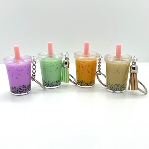 Bubble Tea Keychains, Matcha Tea, Milk Tea, Taro Tea, Tai Tea