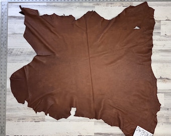 Deerskin, 9.3 Sqft, Deer Hide, Craft Grade Hide, 2-3 OZ, Deer Buckskin, Brown Color, Made In The USA, #D475DK-B.