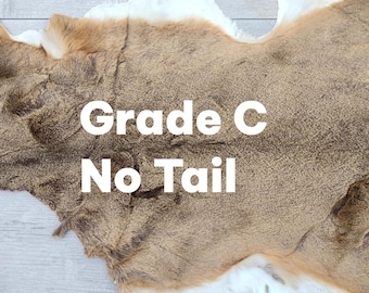 Tanned Whitetail Deer Hide, Grade C, Hair-On Leather Hide No Tail, White Tail Deer Hide for Crafts, Decorations, Rug, Made in USA
