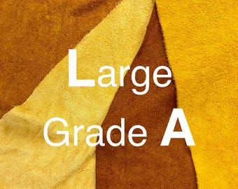 Piel de ciervo de ante, grande y de grado A – Oro, coñac, sebo, marrón silla de montar – Bordados, flecos, disfraces, manualidades, hecho en EE. UU.