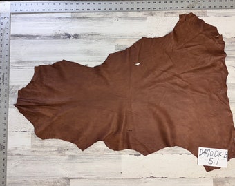 Deerskin, Deer Hide, 5.1 Sqft, Craft Grade Hide, 1.75-2.5 Oz, Deer Buckskin, Brown Color, Made In The USA, #D470DK-B.