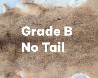 Whitetail Deer Hide, Grade B, Tanned Hair-On Leather Hide No Tail, White Tail Deer Skin for Crafts, Rug, Wall Decor, Made in USA