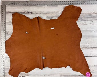 Deerskin, 6.5 Sqft, Saddle Brown, 3-3.5  oz, Craft Leather, Deer Buckskin, Made in USA, D079SB-E