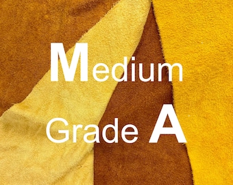 Piel de ciervo de ante, de grosor medio y grado A – Dorado, coñac, sebo, marrón silla de montar – Bordados, flecos, disfraces, manualidades, Hecho en EE. UU.