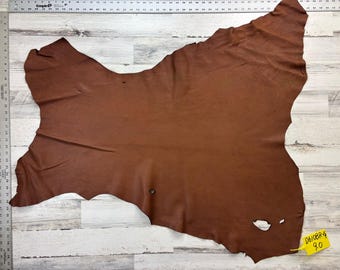 Deerskin, 9.0 Sqft, Brown, 3-3.5  oz, Craft Leather, Deer Buckskin, Made in USA, D610BR-G