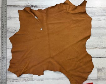 Deerskin, 6.1 Sqft, Saddle Brown, 3-3.5  oz, Craft Leather, Deer Buckskin, Made in USA, D597SD-G