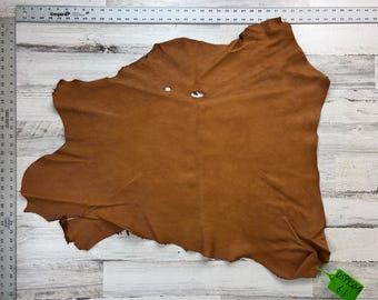 Deerskin, 6.1 Sqft, Saddle Brown, 3-3.5  oz, Craft Leather, Deer Buckskin, Made in USA, D599SD-G