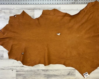 Deerskin, 7.2 Sqft, Deer Hide, Middle Grade Hide, 3-4 oz Deer Buckskin, Saddle Brown Color, Made In The USA, #D209SBA