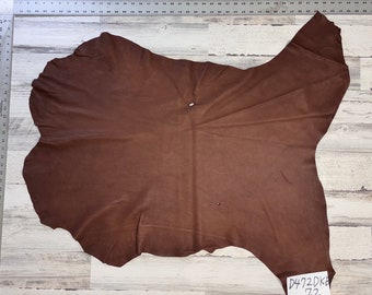 Deerskin, 7.2 Sqft, Deer Hide, Craft Grade Hide, 2-3 OZ, Deer Buckskin, Brown Color, Made In The USA, #D472DK-B.