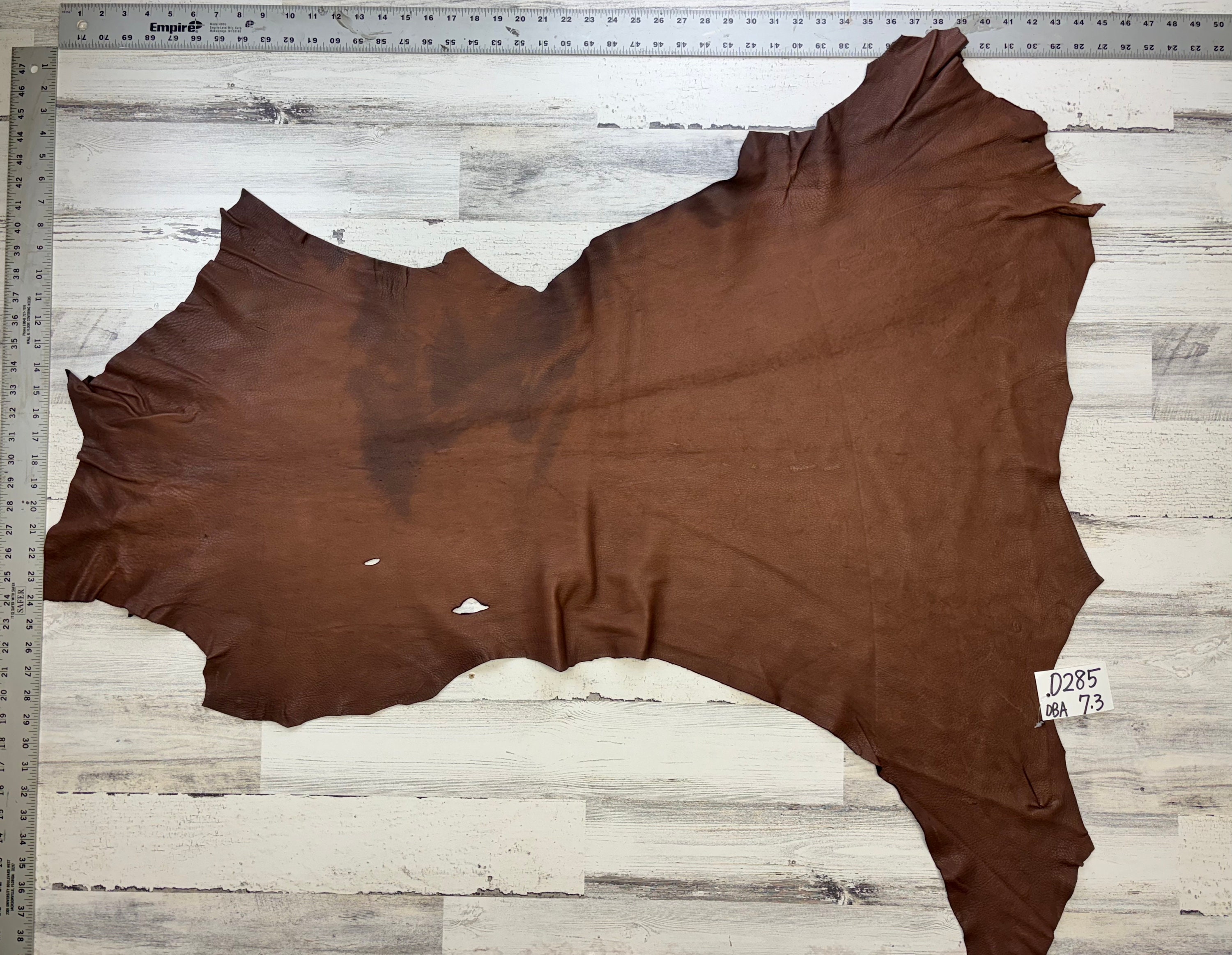 Deerskin, 7.3 Sqft, Deer Hide, Craft Grade Hide, 2-3 oz Deer Buckskin, Dk.Brown, Made In The USA, #D285DBA