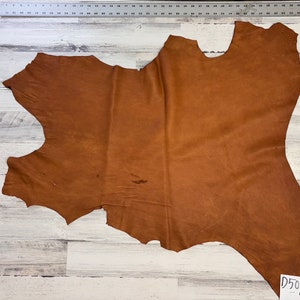 Hertenleer, 7,0 m², hertenleer, ambachtelijke leer, 2-3OZ, hertenvalk, zadelbruine kleur, gemaakt in de VS, D502SD-B