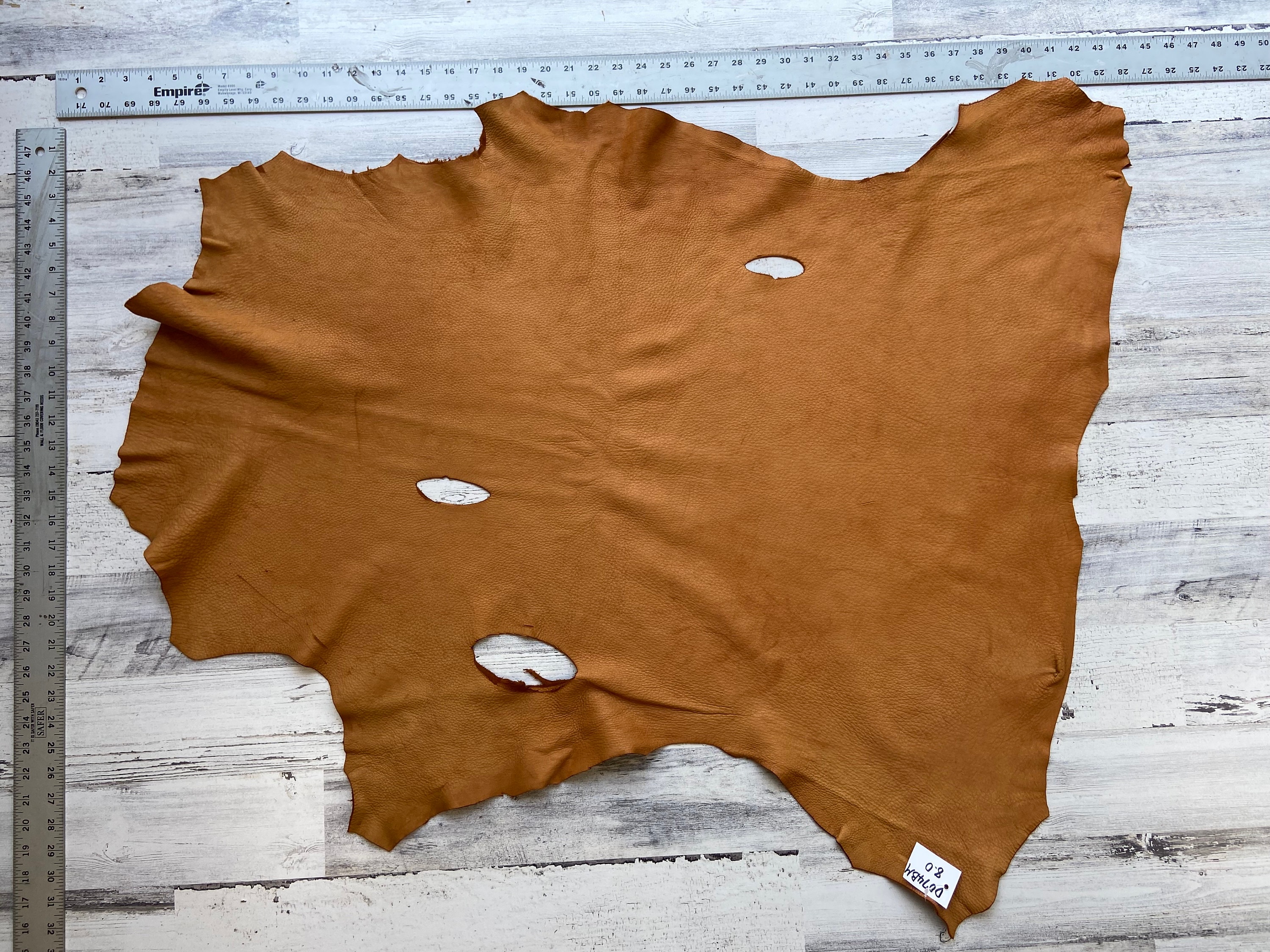 Deerskin Leather, 8.0 Sqft, Deer Hide, Craft Grade Hide, 2-3 oz, Deer Buckskin, Beautiful Saddle Brown Color, D074BM, Made In The USA.