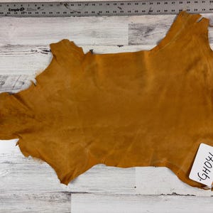 Natural Goatskin Rug, Short Hair Tanned Goatskin for Craft or Décor, Real Leather Pelt GH041